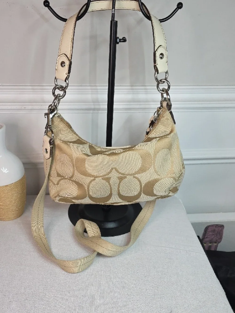 Coach Y2K Signature Stripe Demi Convertable Hobo Bag